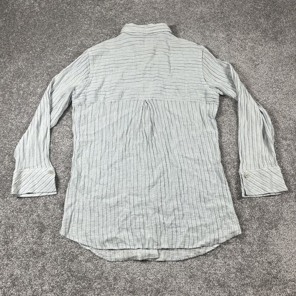 J Jill Button Up Blouse Womens Medium Linen Rayon Boho Bohemian Relaxed - Picture 6 of 12